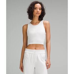 Lululemon Ribbed Softstream High Neck Tank Crop Top White Yoga Gym Size 2